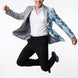 Astral Synthesis - Silver & Blue Asymmetric Sequin Statement Jacket