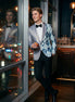 Astral Synthesis - Silver & Blue Asymmetric Sequin Statement Jacket