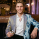 Astral Synthesis - Silver & Blue Asymmetric Sequin Statement Jacket