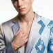 Astral Synthesis - Silver & Blue Asymmetric Sequin Statement Jacket