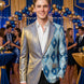 Astral Synthesis - Silver & Blue Asymmetric Sequin Statement Jacket