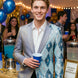 Astral Synthesis - Silver & Blue Asymmetric Sequin Statement Jacket
