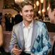 Astral Synthesis - Silver & Blue Asymmetric Sequin Statement Jacket