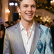Astral Synthesis - Silver & Blue Asymmetric Sequin Statement Jacket