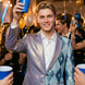 Astral Synthesis - Silver & Blue Asymmetric Sequin Statement Jacket