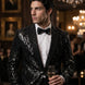 Nocturne Solstice - Black Diamond Lattice Sequin Jacket