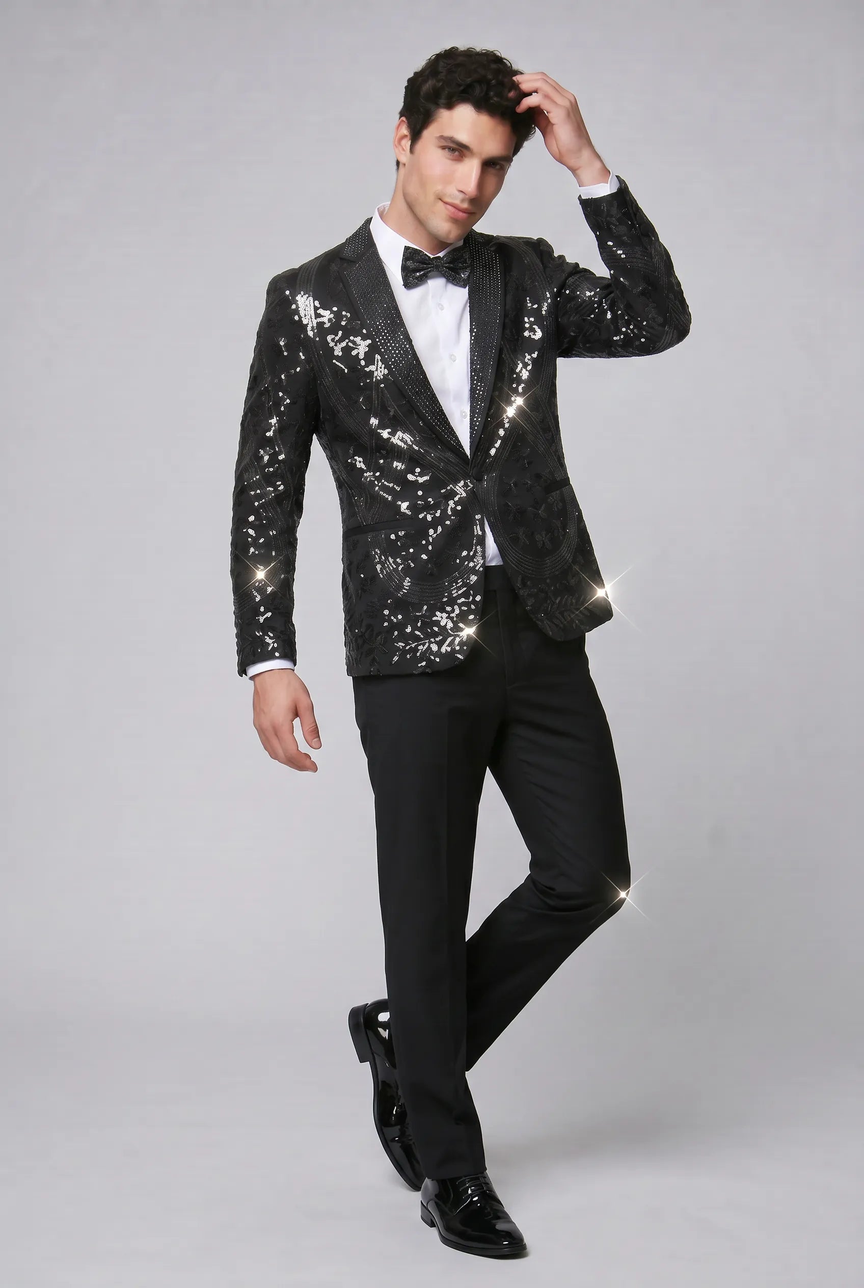 Nocturne Solstice - Black Diamond Lattice Sequin Jacket