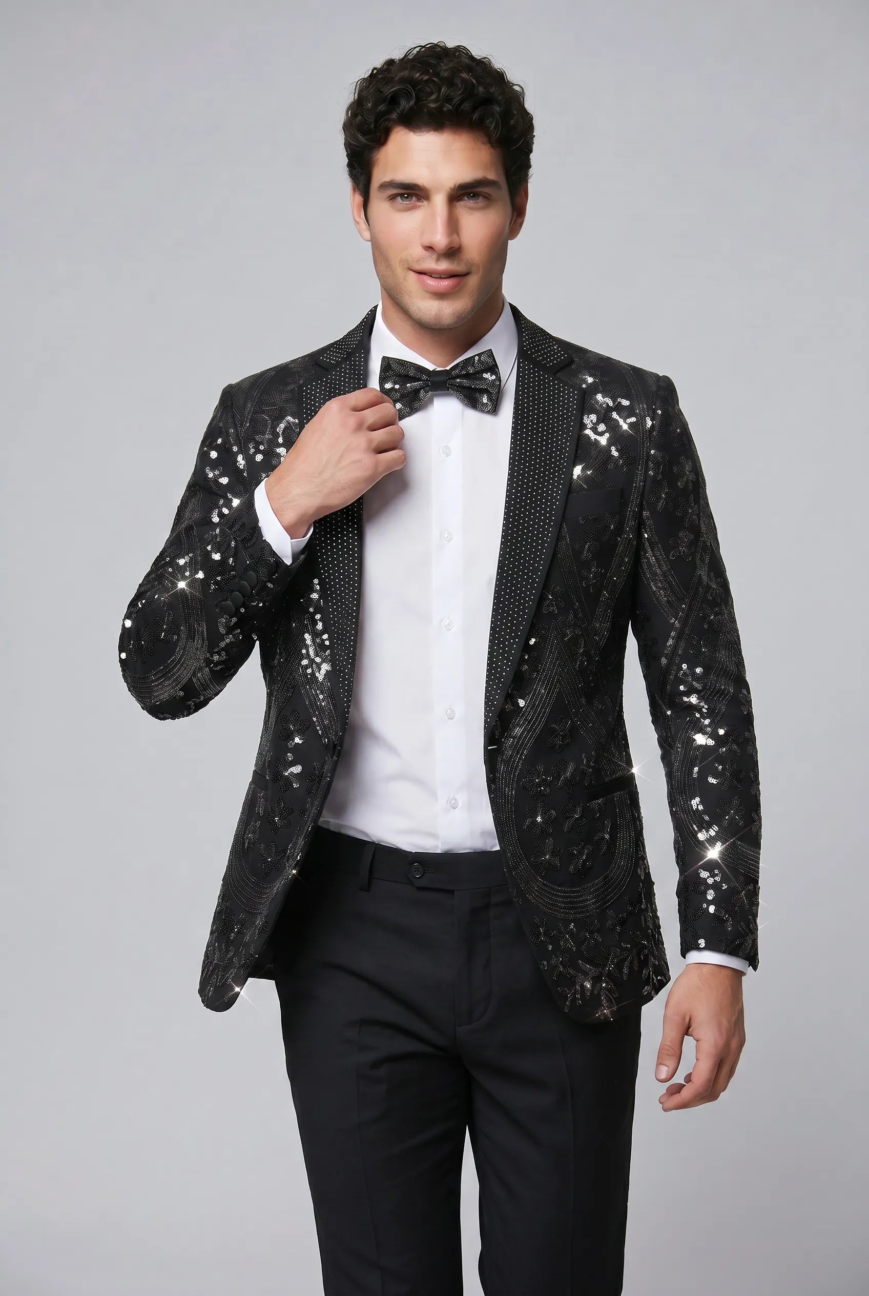 Nocturne Solstice - Black Diamond Lattice Sequin Jacket