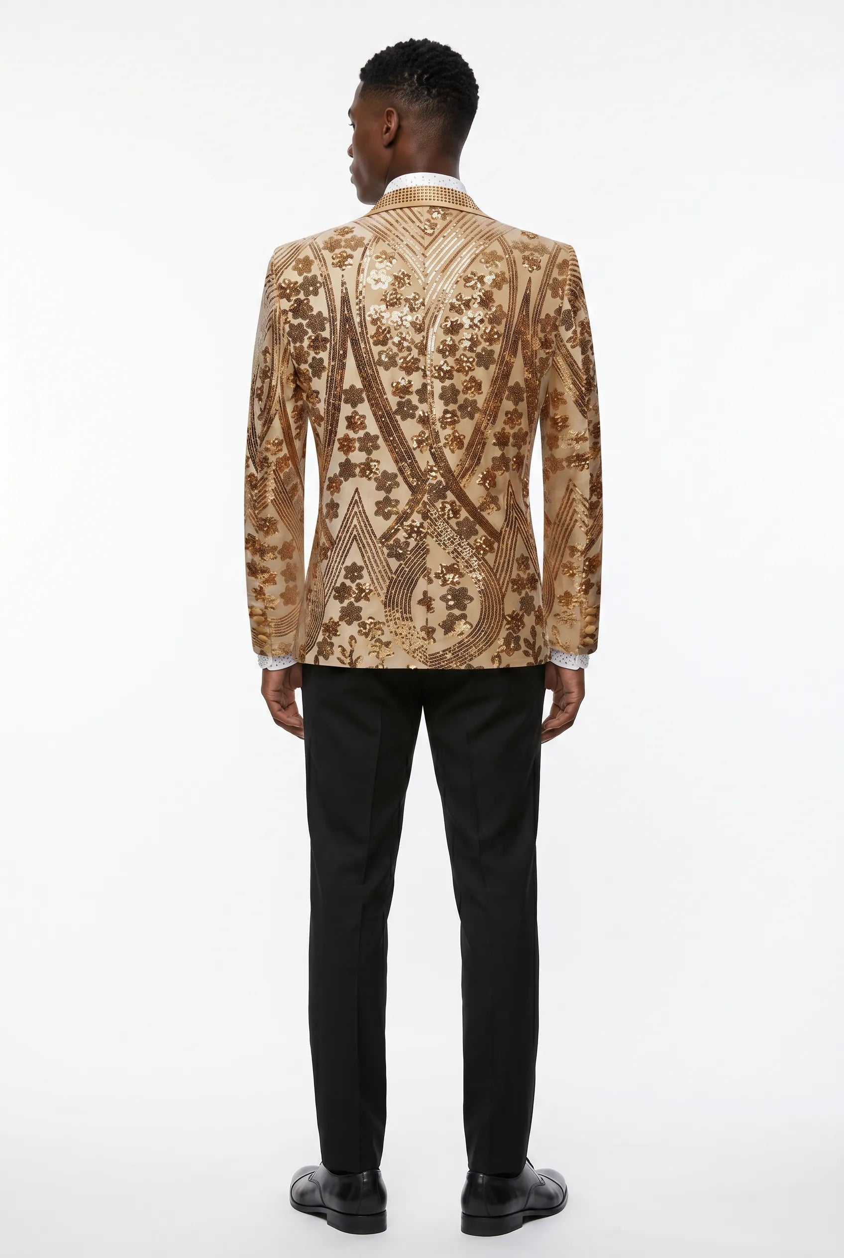 Aureum Solstice - Gold Diamond Lattice Sequin Statement Jacket