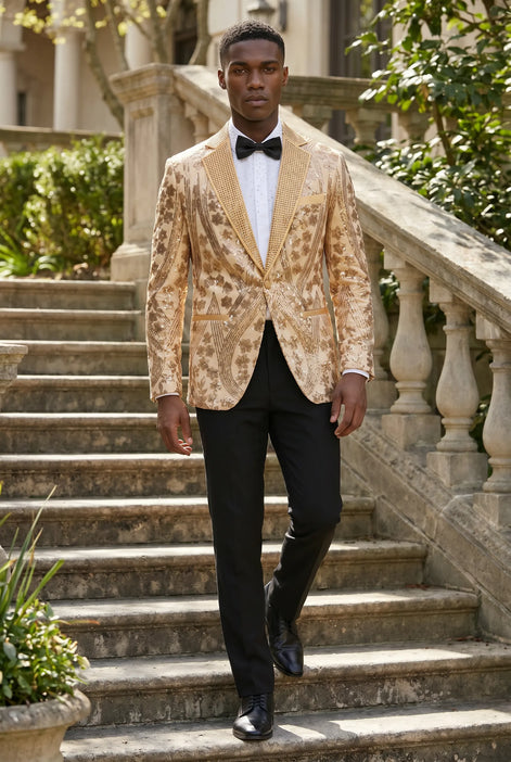 Aureum Solstice - Gold Diamond Lattice Sequin Statement Jacket