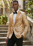 Aureum Solstice - Gold Diamond Lattice Sequin Statement Jacket - product image 13 | Nevo Suit