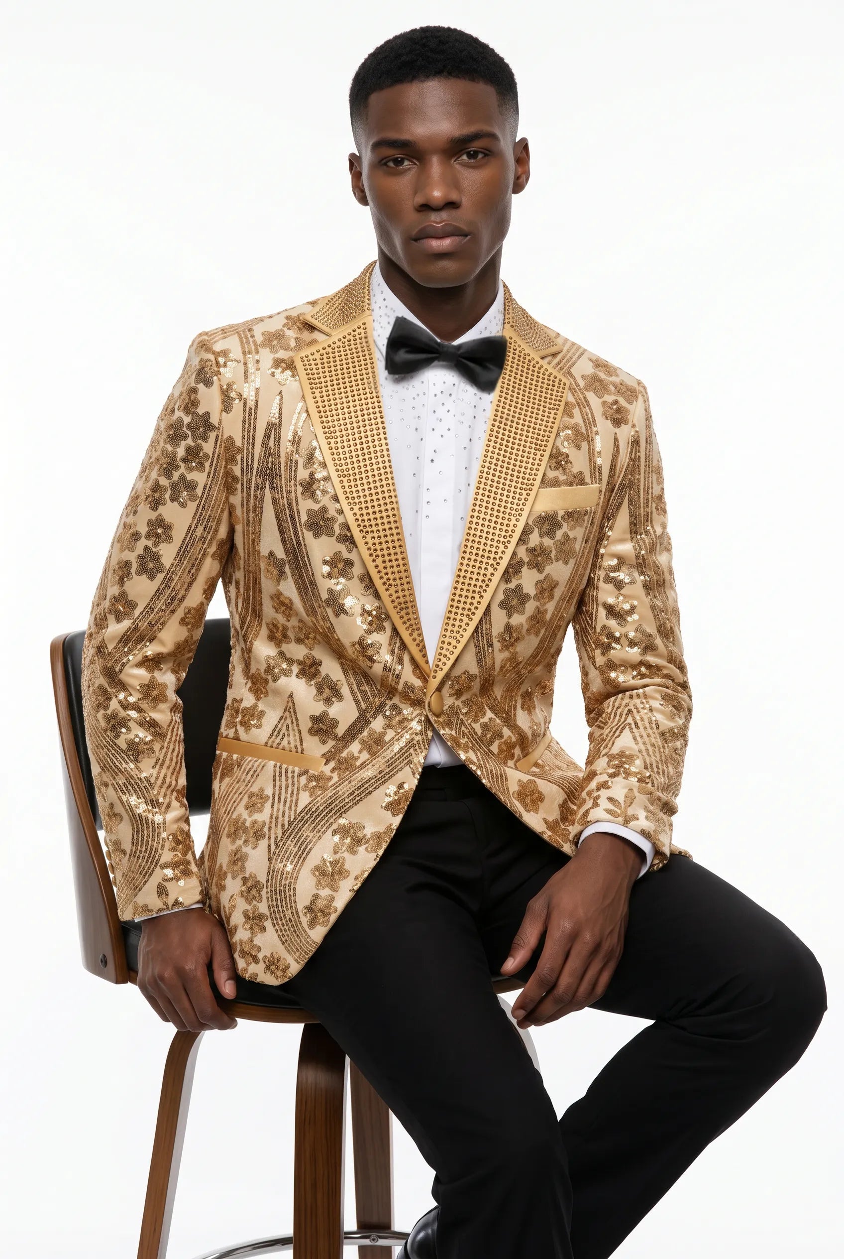 Aureum Solstice - Gold Diamond Lattice Sequin Statement Jacket
