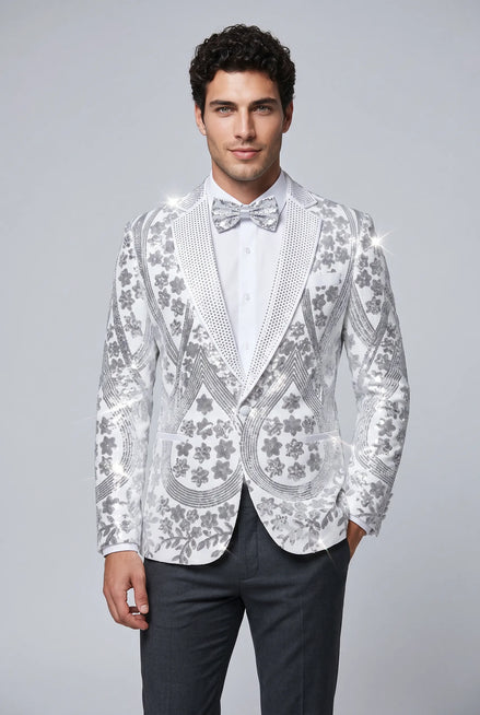 Polaris Solstice - White Diamond Lattice Sequin Jacket