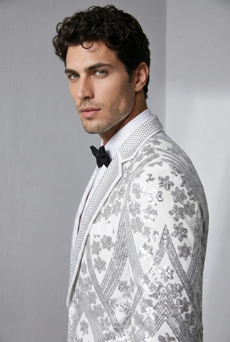 Polaris Solstice - White Diamond Lattice Sequin Jacket