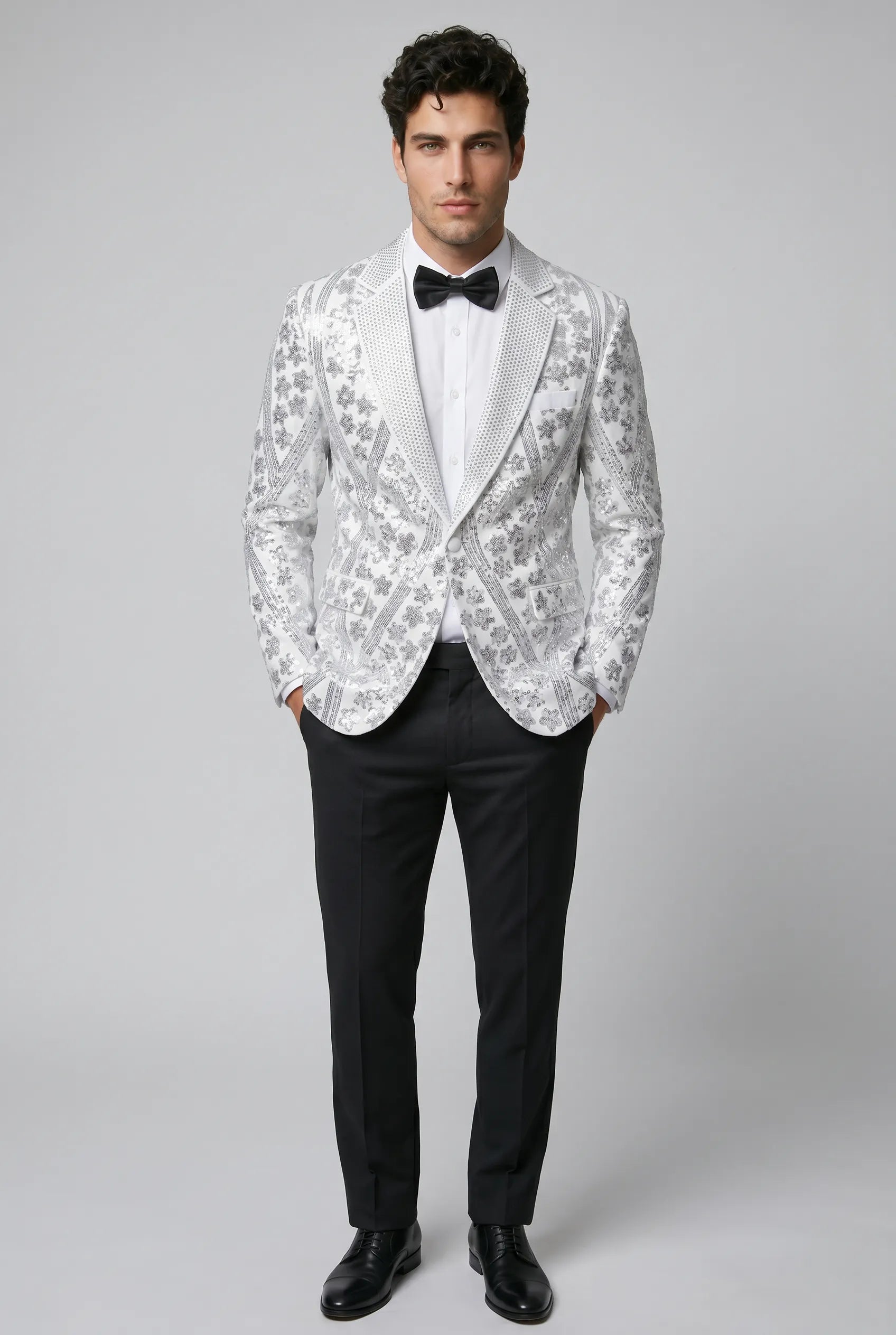 Polaris Solstice - White Diamond Lattice Sequin Jacket