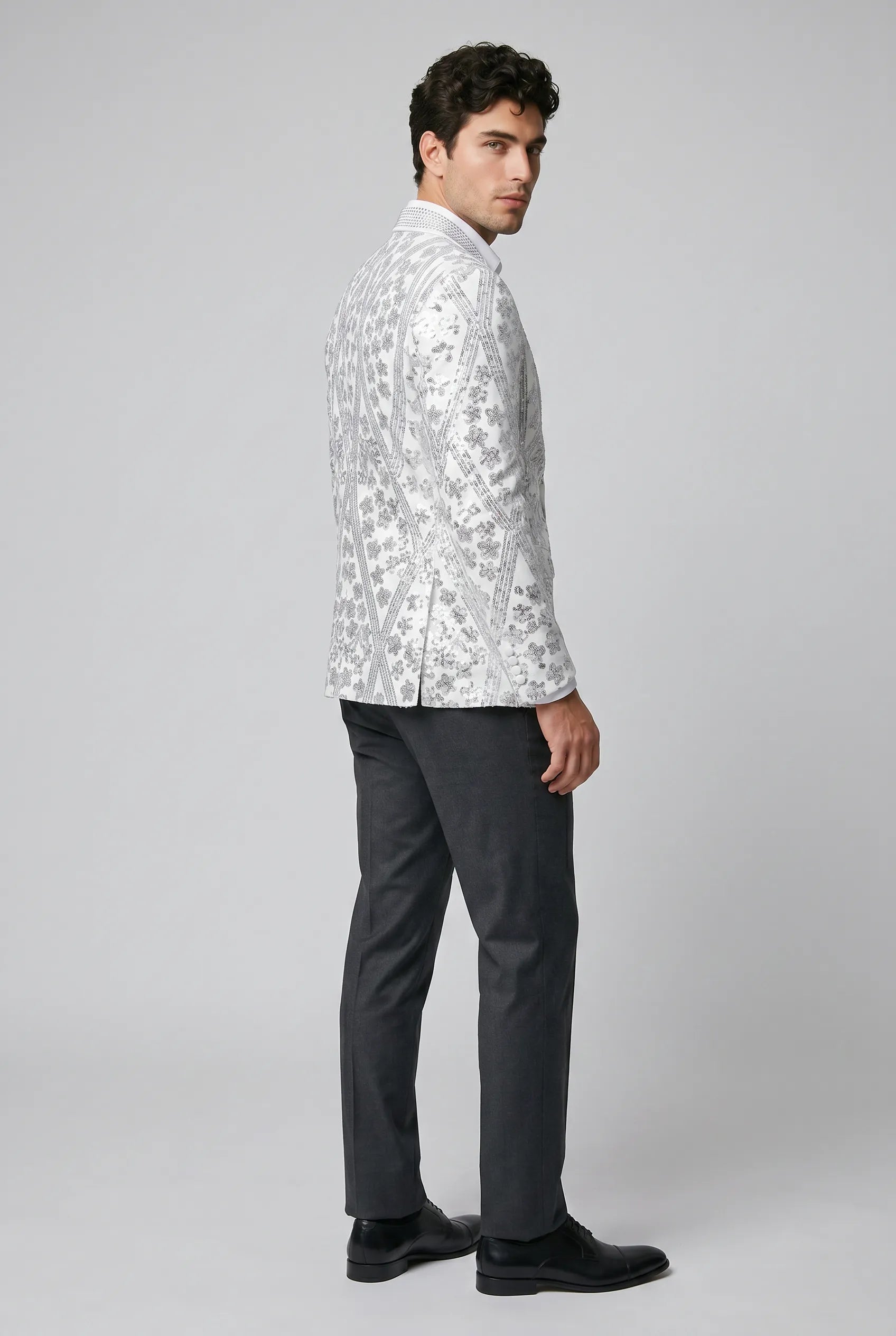 Polaris Solstice - White Diamond Lattice Sequin Jacket