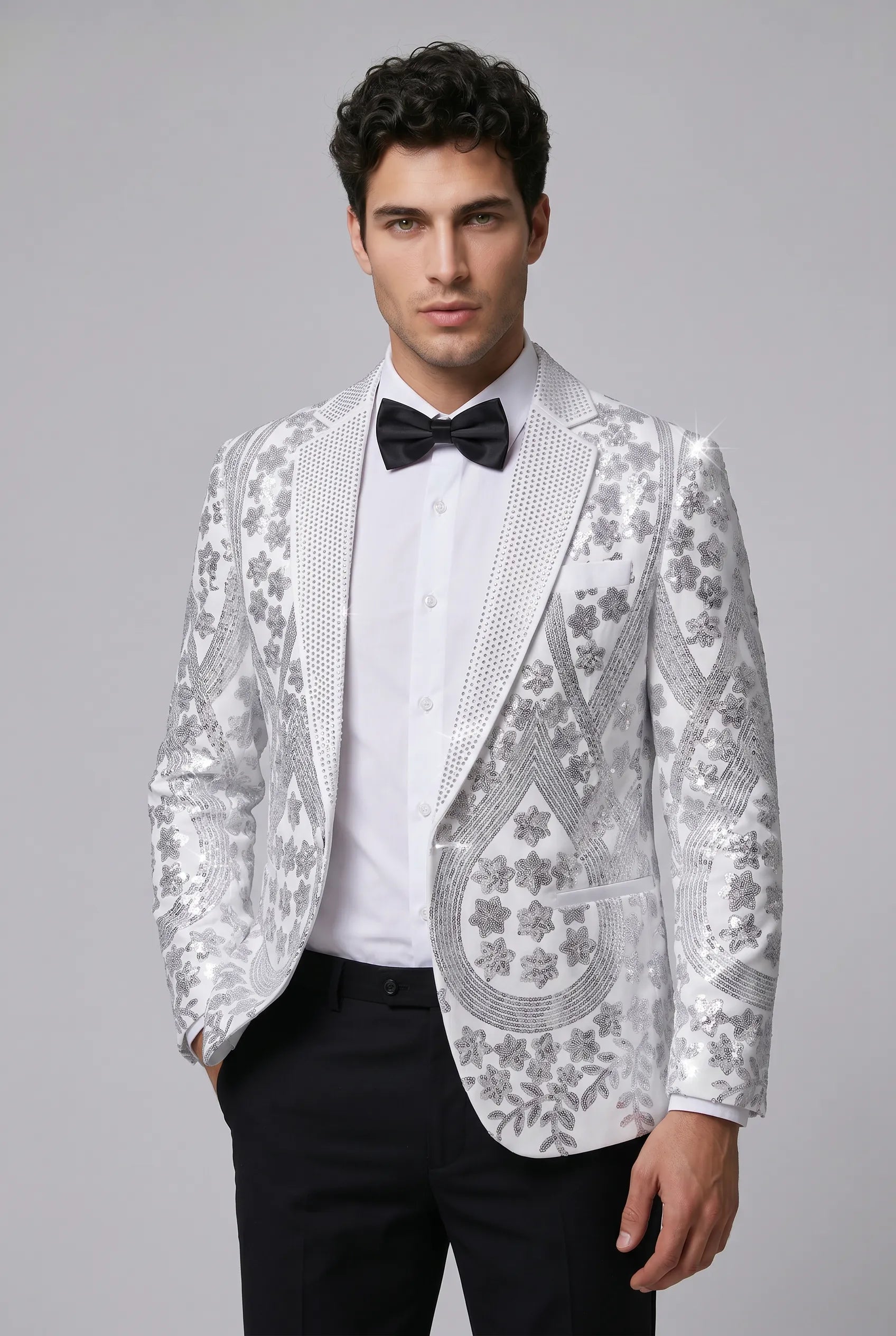 Polaris Solstice - White Diamond Lattice Sequin Jacket