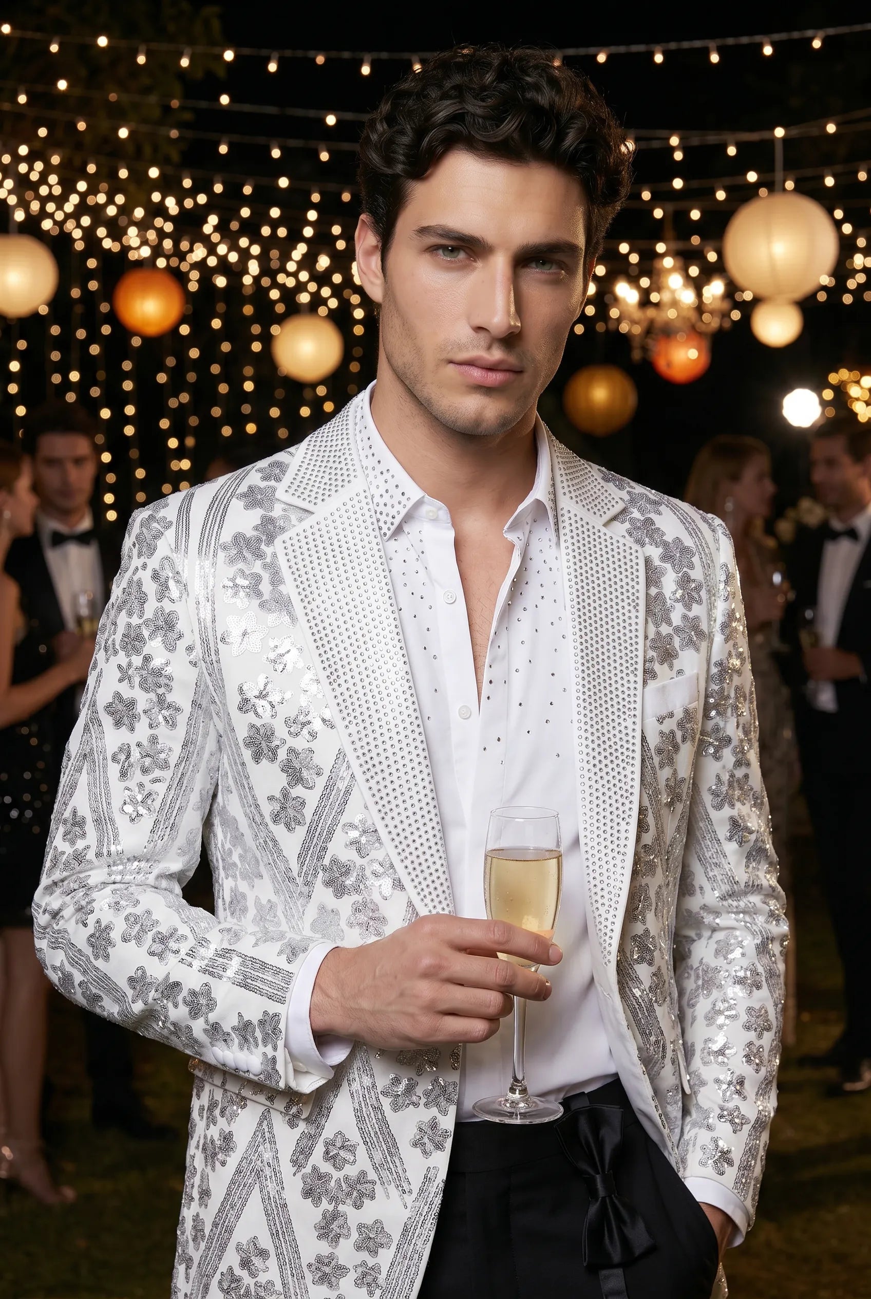 Polaris Solstice - White Diamond Lattice Sequin Jacket