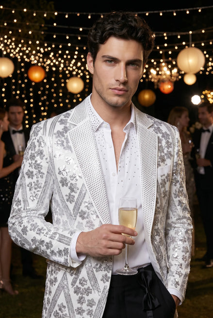 Polaris Solstice - White Diamond Lattice Sequin Jacket