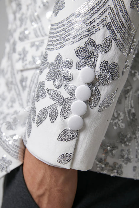 Polaris Solstice - White Diamond Lattice Sequin Jacket
