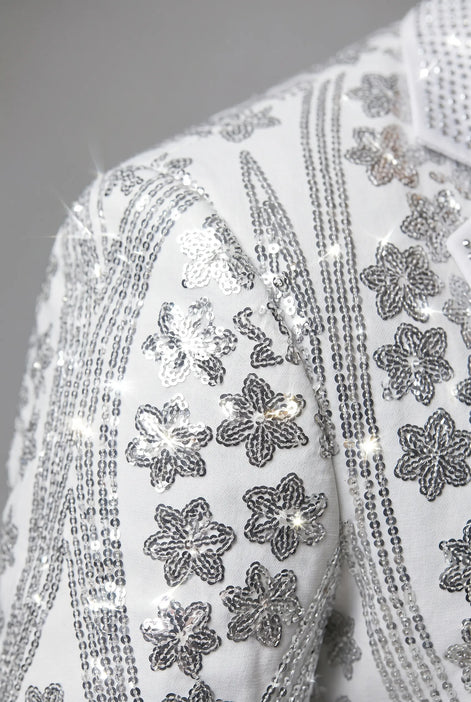Polaris Solstice - White Diamond Lattice Sequin Jacket