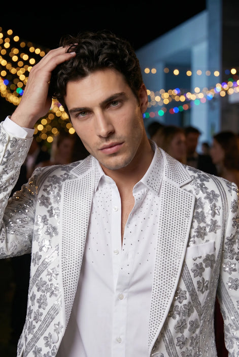 Polaris Solstice - White Diamond Lattice Sequin Jacket