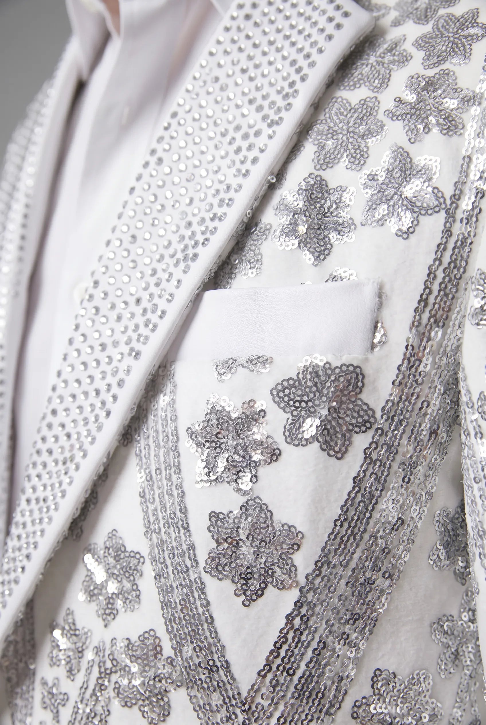 Polaris Solstice - White Diamond Lattice Sequin Jacket