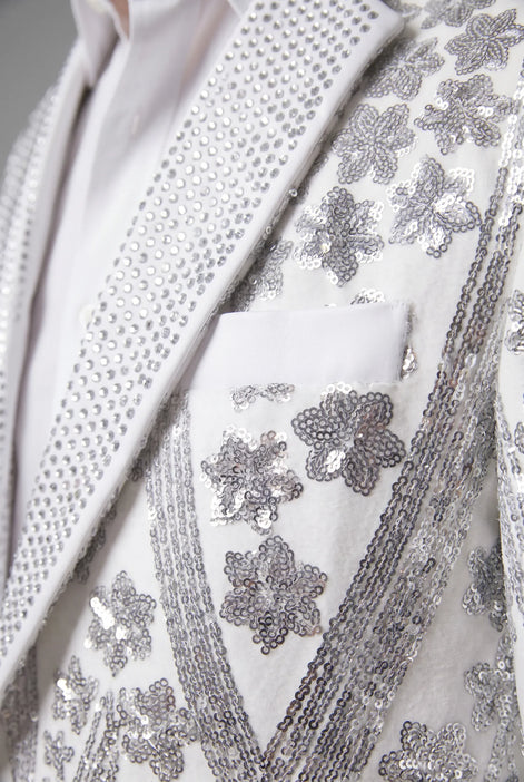Polaris Solstice - White Diamond Lattice Sequin Jacket