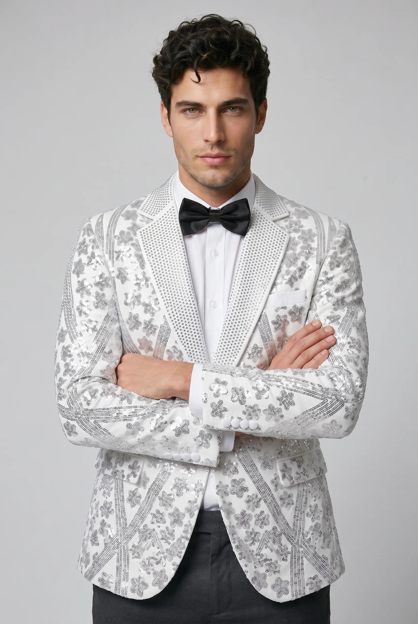 Polaris Solstice - White Diamond Lattice Sequin Jacket