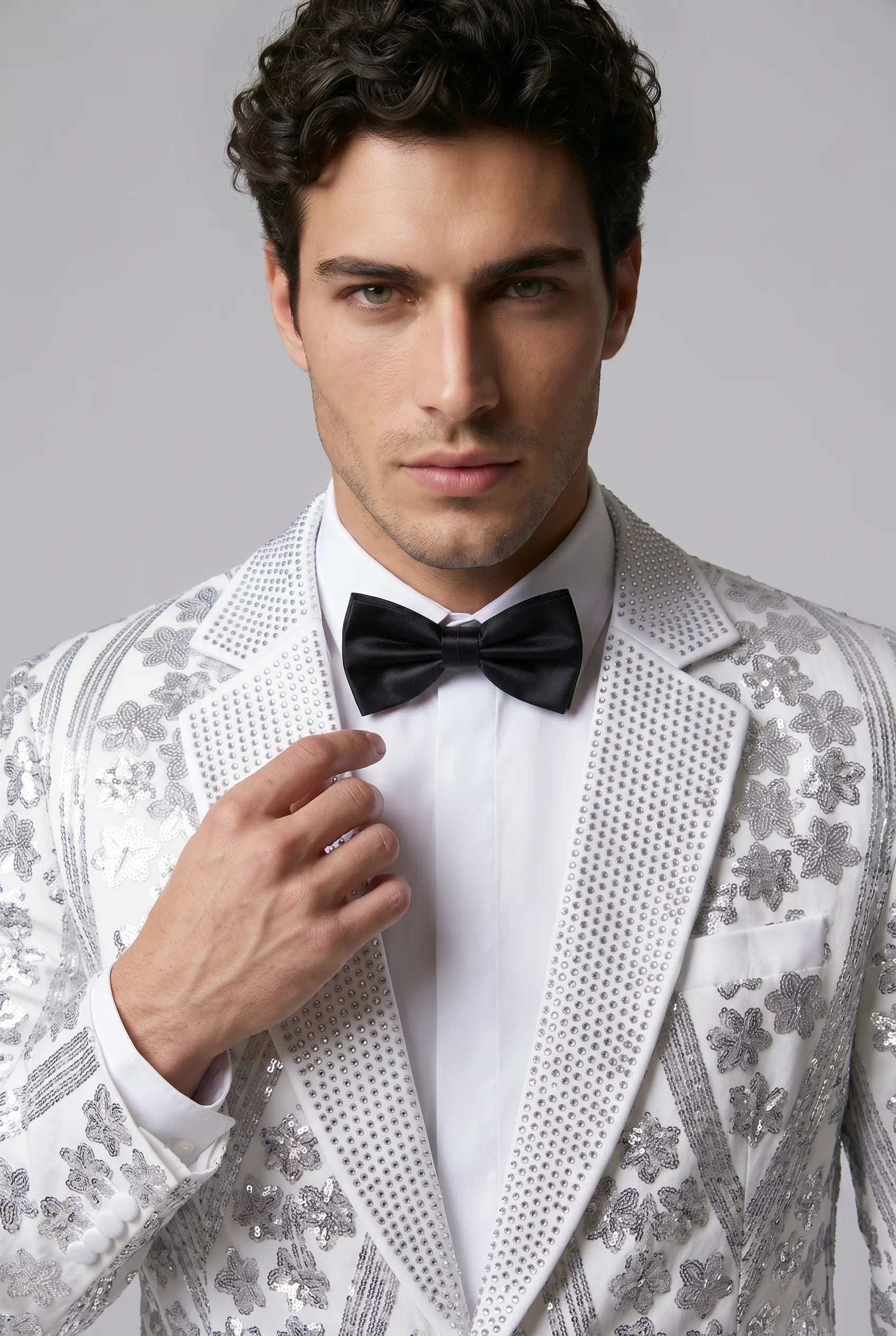 Polaris Solstice - White Diamond Lattice Sequin Jacket