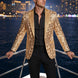 Aureum Solstice - Gold Diamond Lattice Sequin Statement Jacket