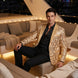 Aureum Solstice - Gold Diamond Lattice Sequin Statement Jacket