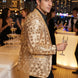 Aureum Solstice - Gold Diamond Lattice Sequin Statement Jacket