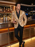 Aureum Solstice - Gold Diamond Lattice Sequin Statement Jacket