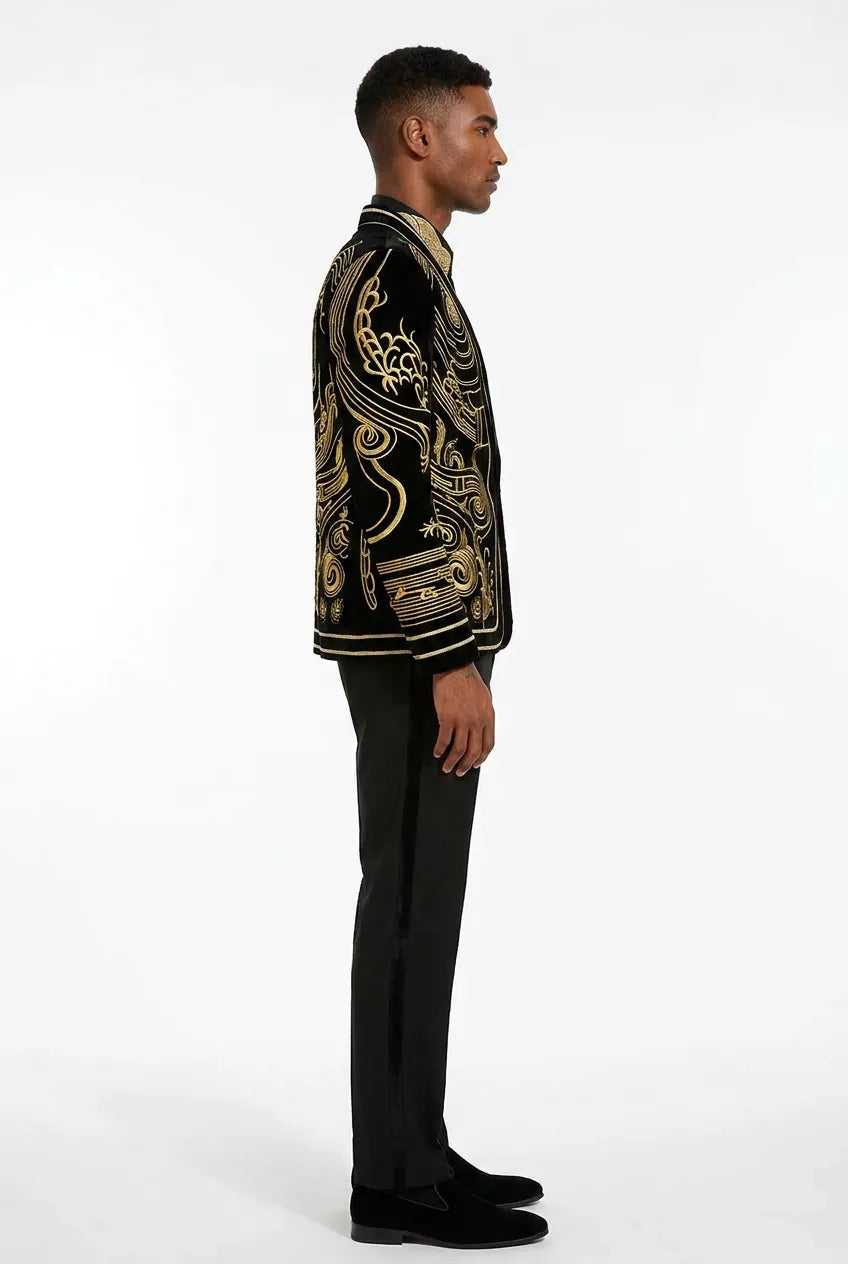 Helius Insignia - Gold Scroll Embroidered Velvet Jacket