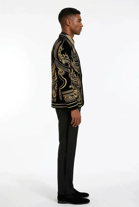 Helius Insignia - Gold Scroll Embroidered Velvet Jacket
