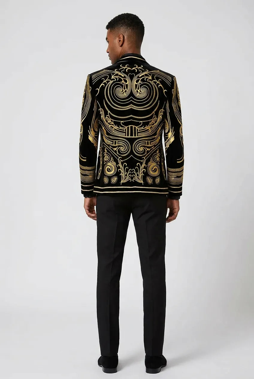 Helius Insignia - Gold Scroll Embroidered Velvet Jacket