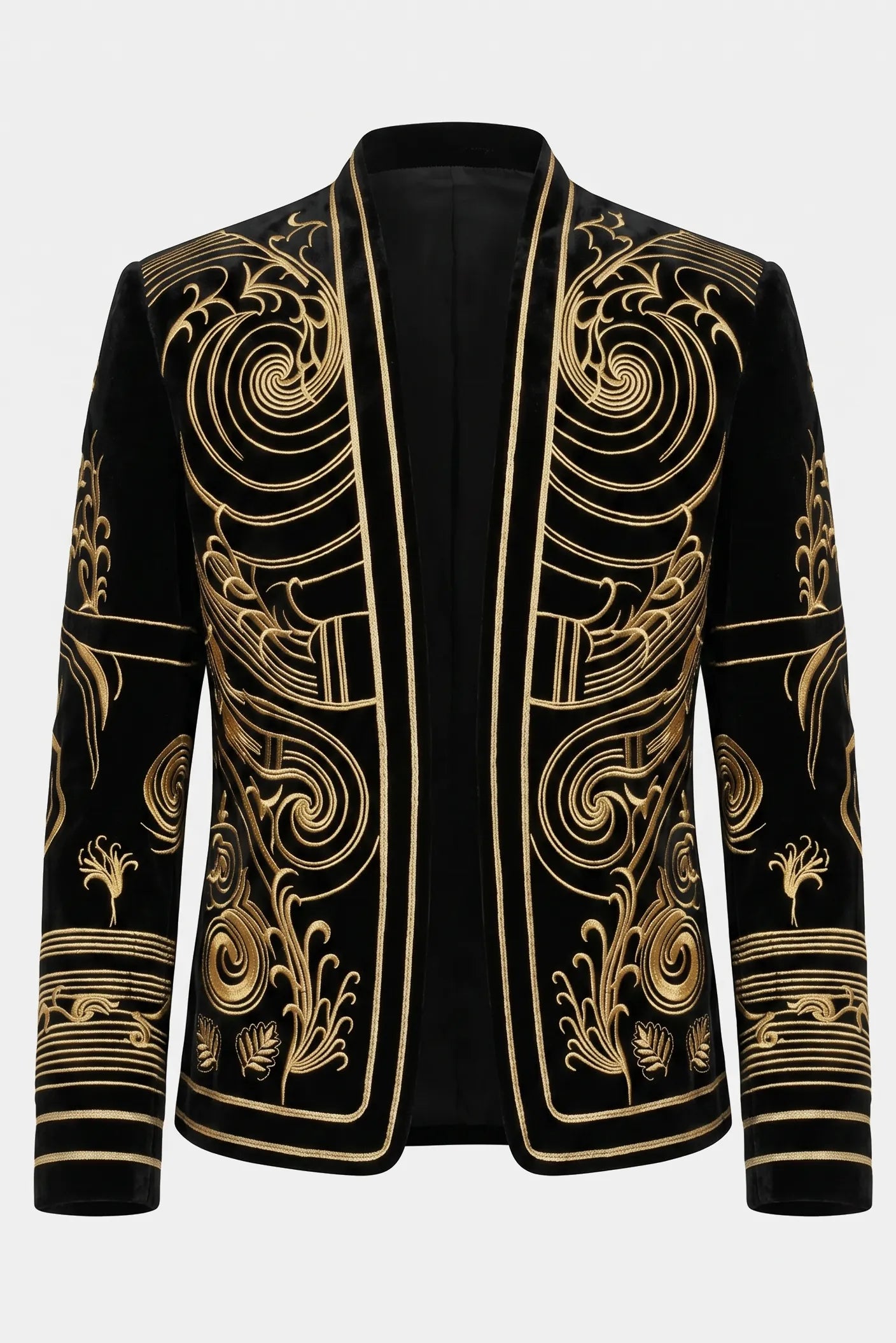 Helius Insignia - Gold Scroll Embroidered Velvet Jacket