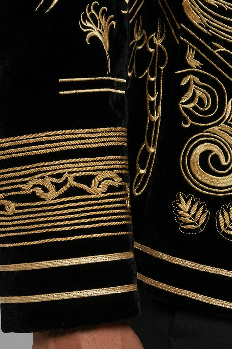 Helius Insignia - Gold Scroll Embroidered Velvet Jacket