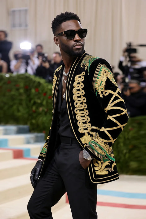 Jadeite Insignia - Green Scroll Embroidered Velvet Jacket