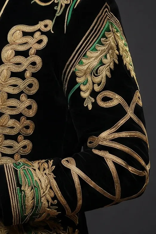 Jadeite Insignia - Green Scroll Embroidered Velvet Jacket