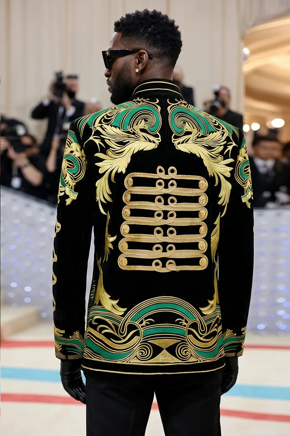 Jadeite Insignia - Green Scroll Embroidered Velvet Jacket