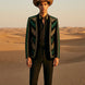 Malachite Insignia - Green Geometric Velvet Statement Jacket