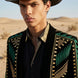 Malachite Insignia - Green Geometric Velvet Statement Jacket