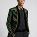 Malachite Insignia - Green Geometric Velvet Statement Jacket