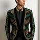 Malachite Insignia - Green Geometric Velvet Statement Jacket