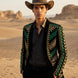 Malachite Insignia - Green Geometric Velvet Statement Jacket