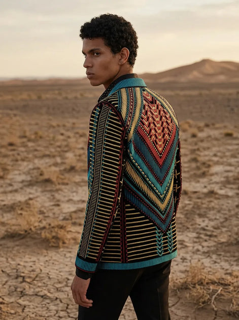 Spectrum Insignia - Multi-Color Geometric Velvet Jacket