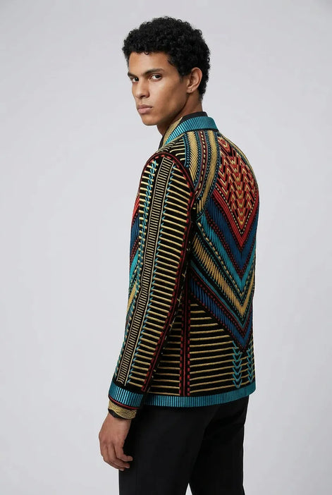 Spectrum Insignia - Multi-Color Geometric Velvet Jacket