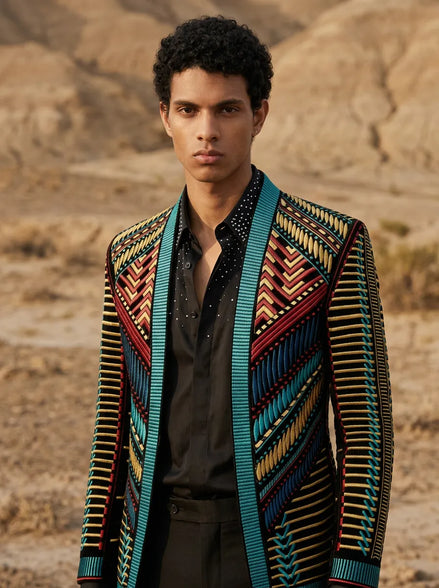 Spectrum Insignia - Multi-Color Geometric Velvet Jacket